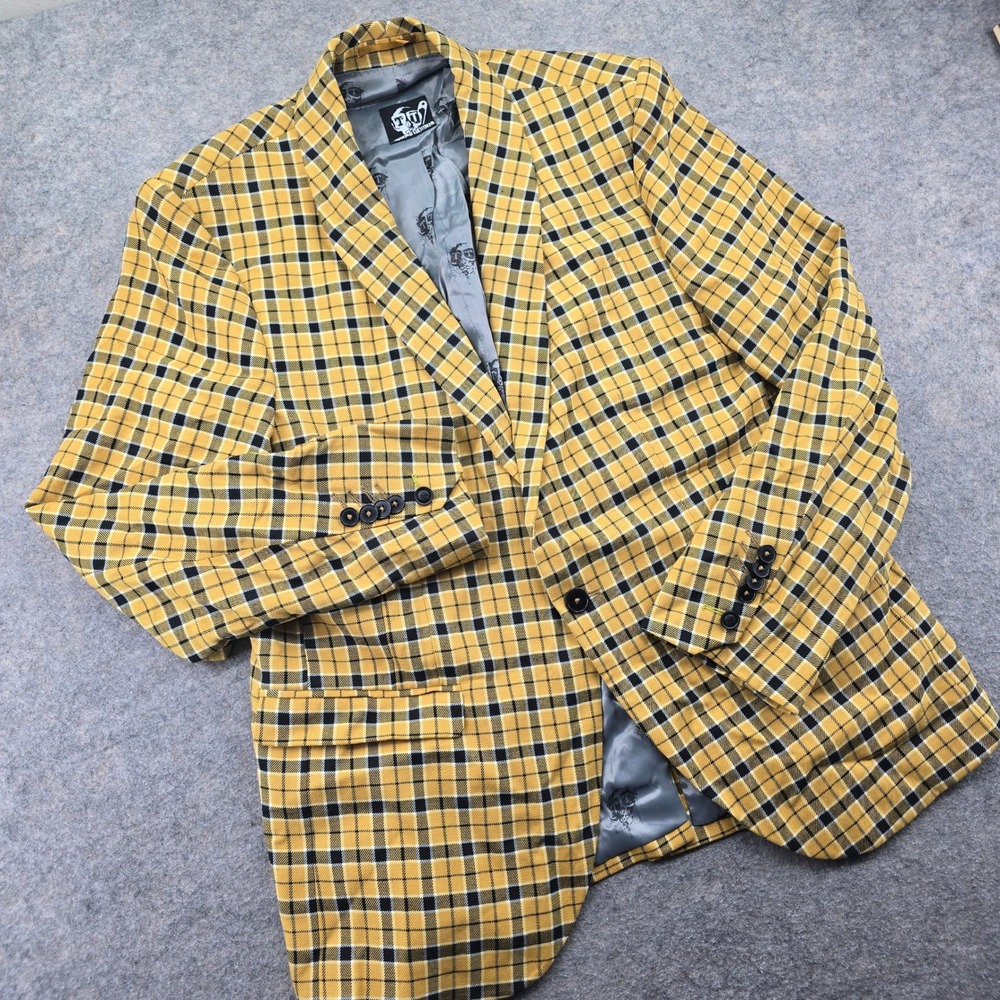 Twisted Tailor Austen Suit Mens 44R Mustard Yellow Plaid Excellent Slim Fit 2pc - Picture 2 of 16